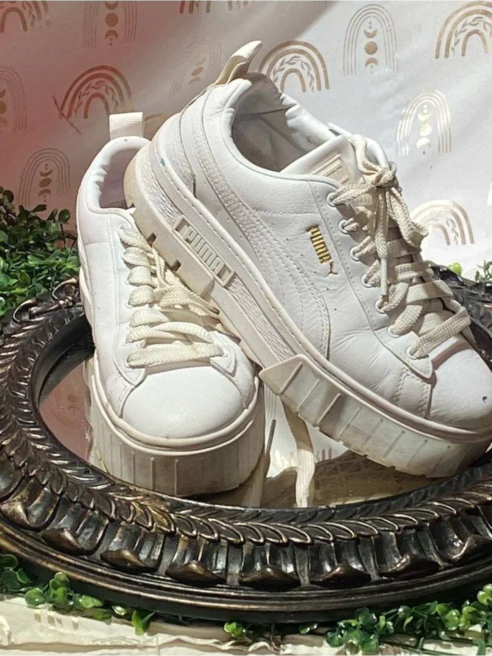 Puma Cream/White Platform Sneakers